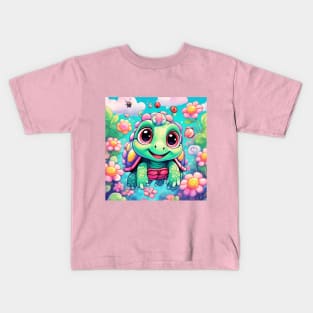 Turtle Princess in Floral. Kids T-Shirt